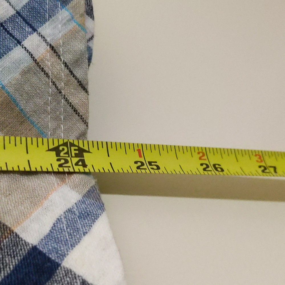 Profile| Blue and Tan Multicolored Plaid Flared Lightweight Midi Skirt - Picture 6 of 7